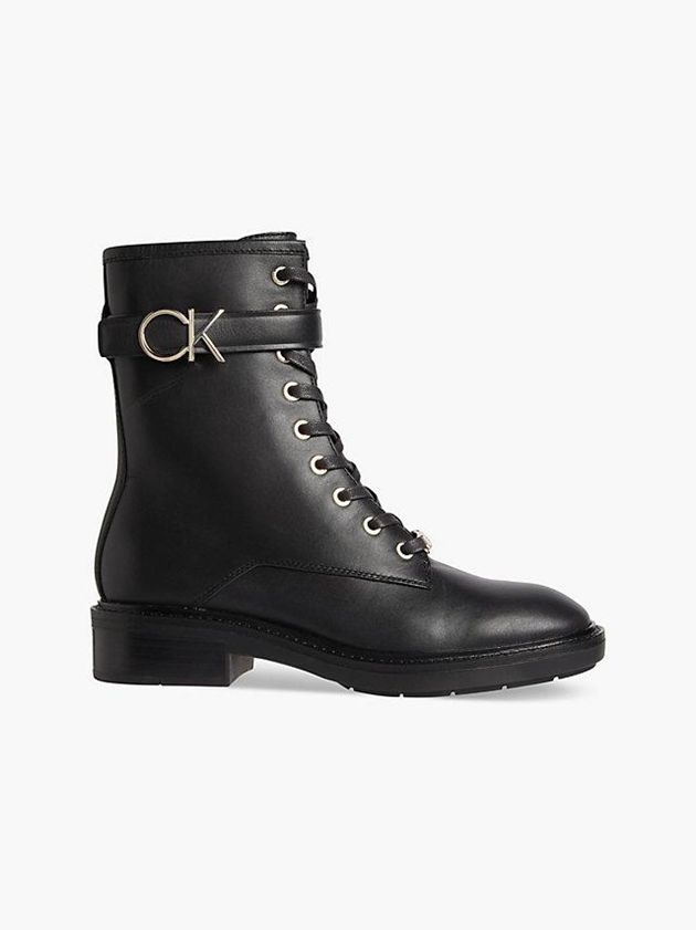 Calvin Klein USA Leather Heeled Womens Boots Black 2460398-PR